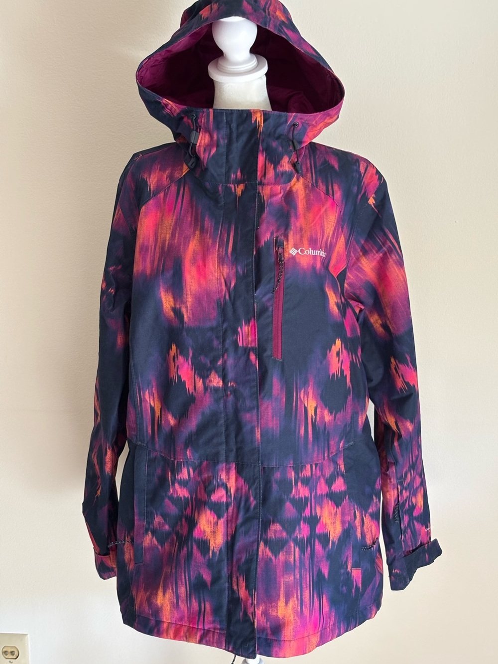 Columbia Women's Ski Jacket in Pink & Navy with Orange Accents